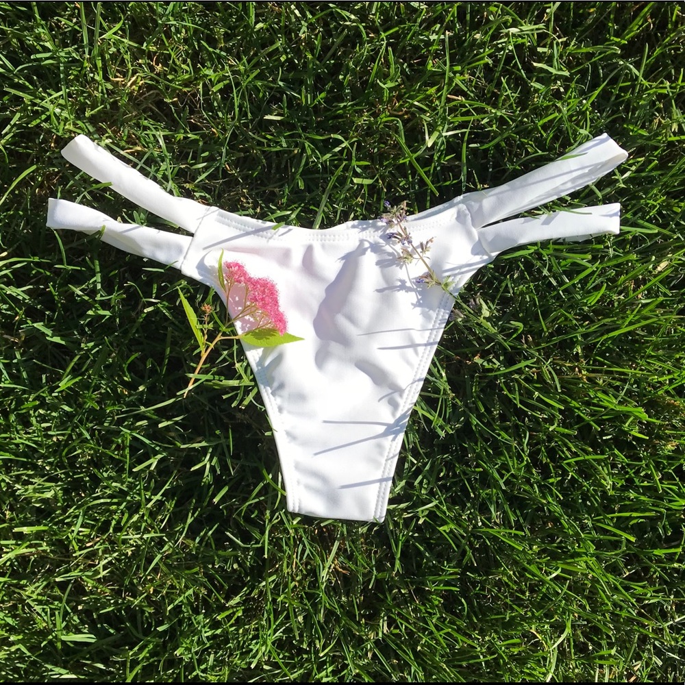 White Mid-Rise Cheeky Bikini Bottoms